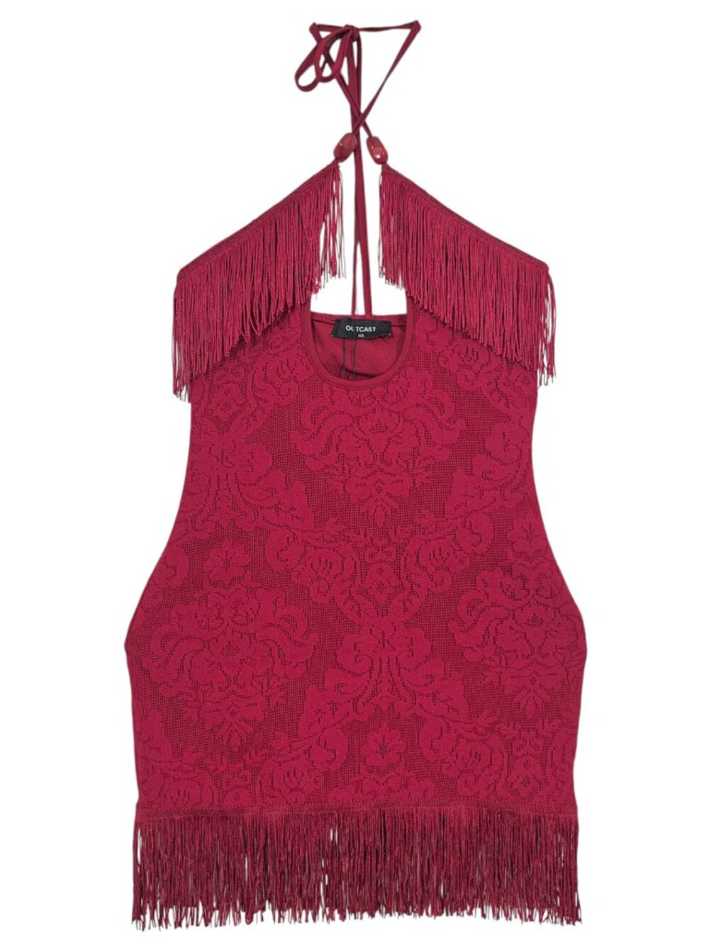 Outcast Joann Mini Dress Fringe Lace Raspberry XS New with Cut Tag $119